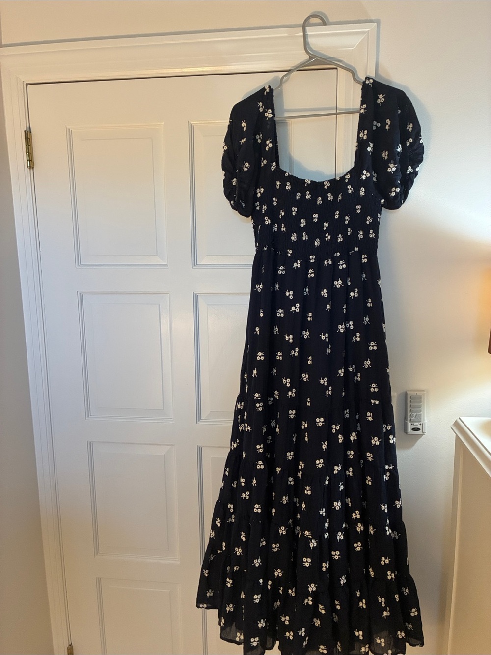 Altar'd State Navy Maxi Dress with White Floral Print